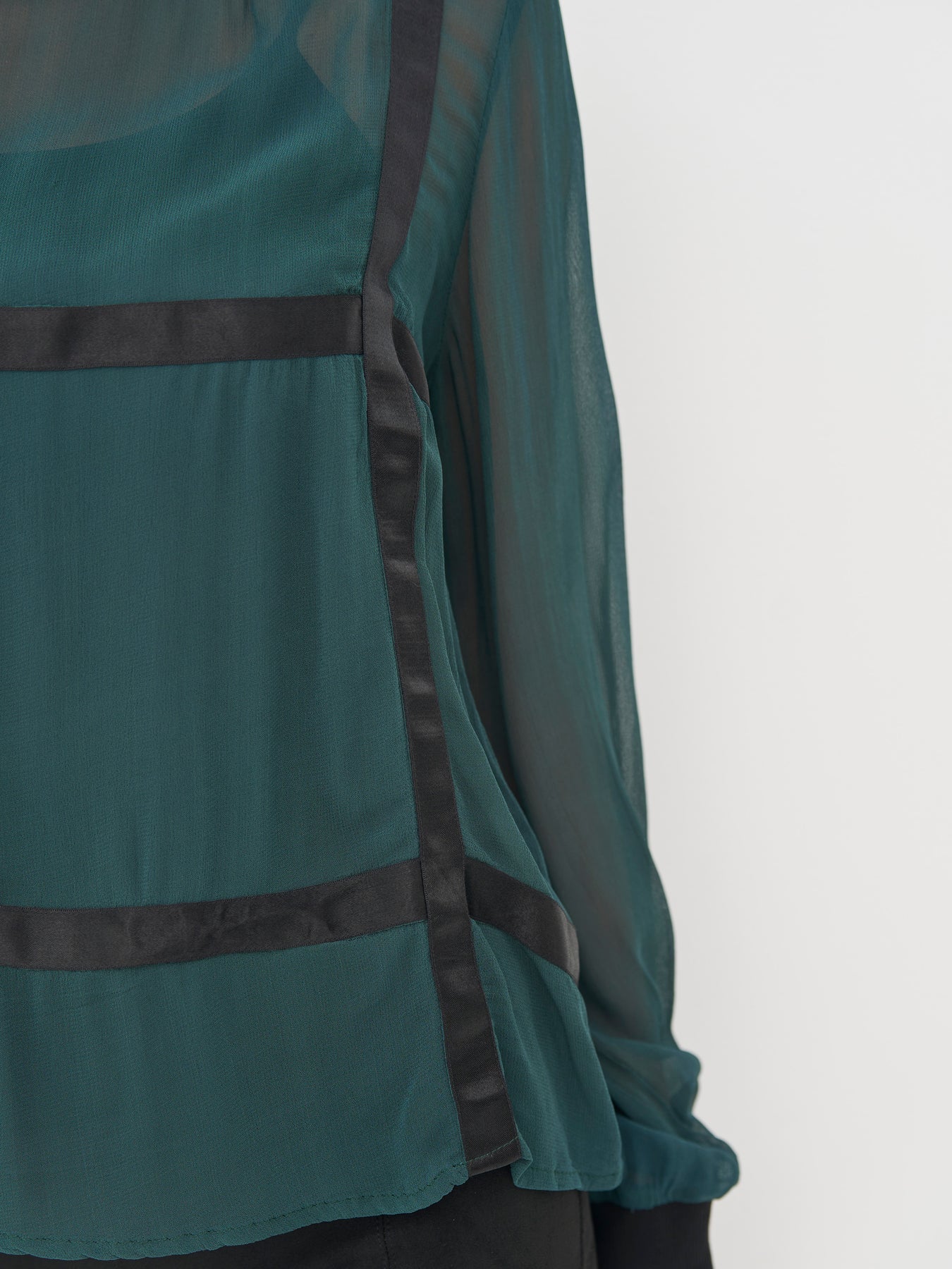 nu denmark billie contrast blouse in petrol green mix