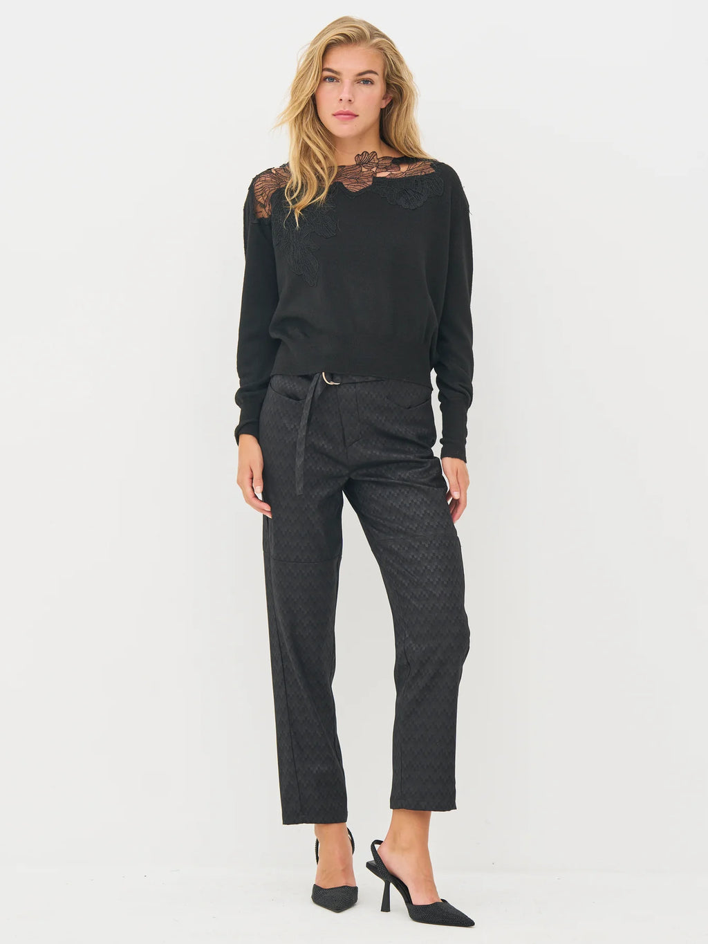 nu denmark bobbi knit blouse in black
