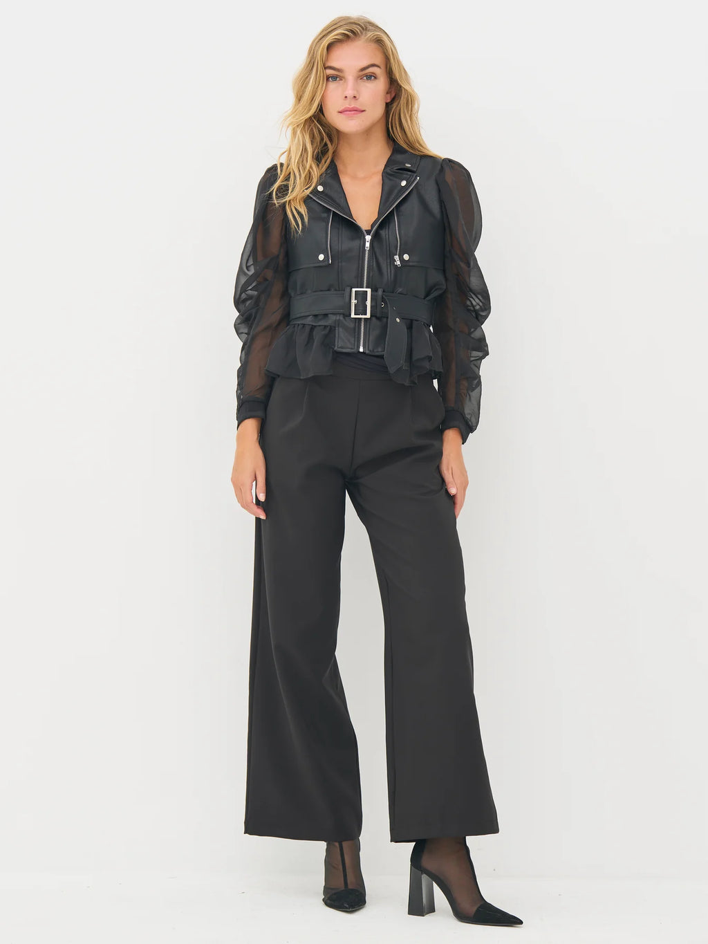 nu denmark bitta crop biker jacket in black