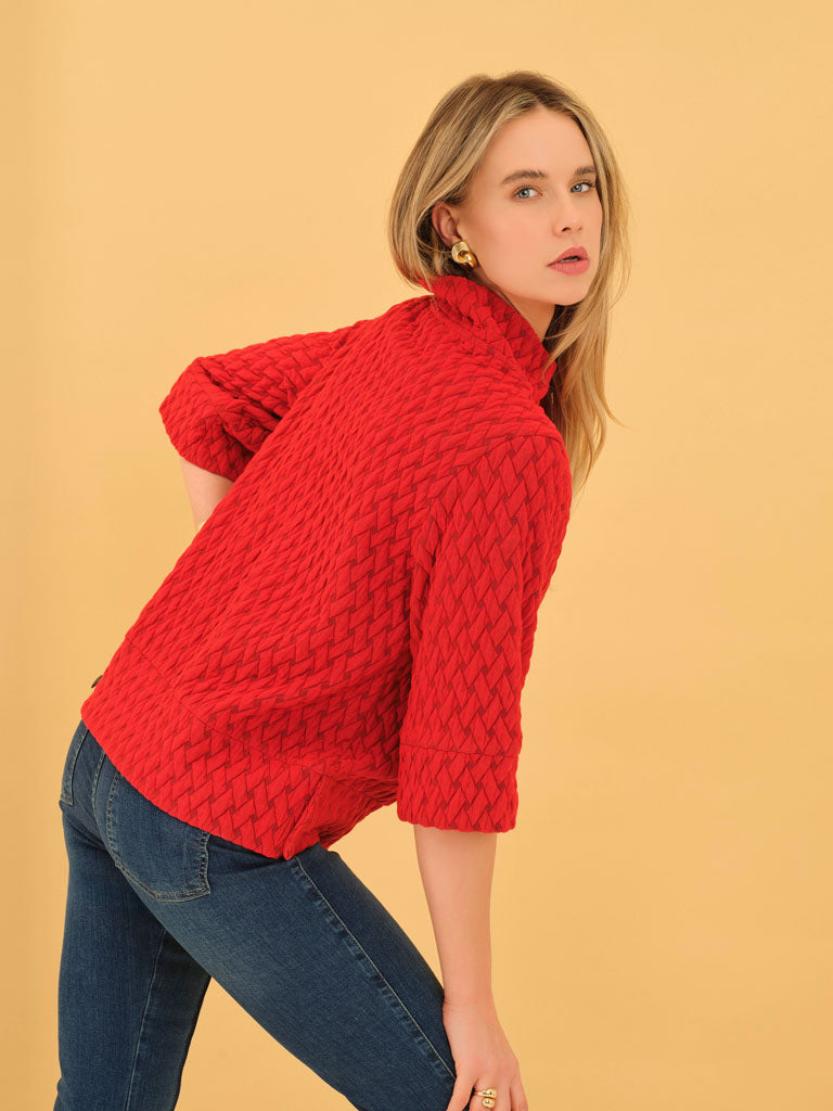 dolcezza quilted pullover in red