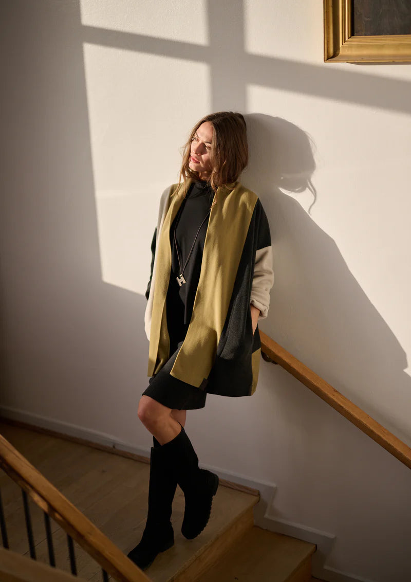 henriette steffensen patch cardigan in olive