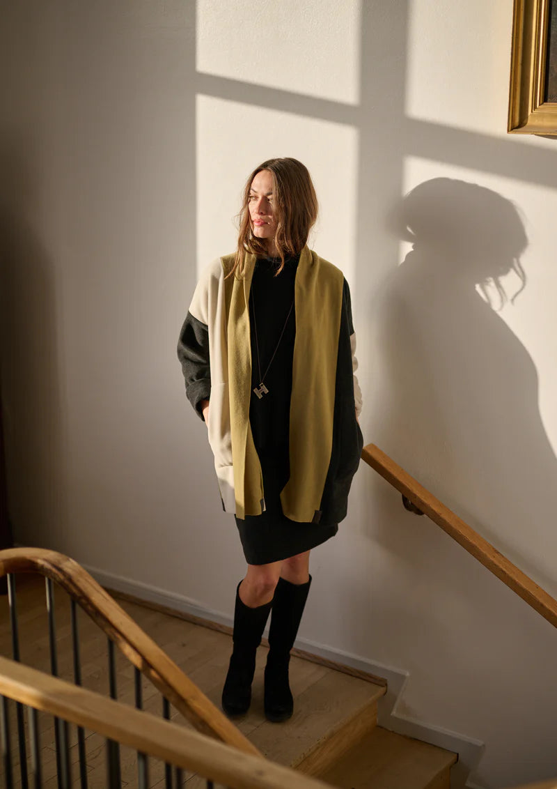 henriette steffensen patch cardigan in olive