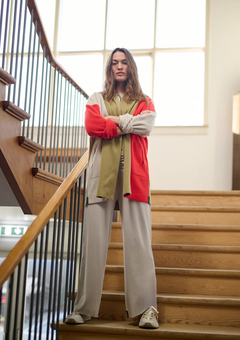 henriette steffensen patch cardigan in red