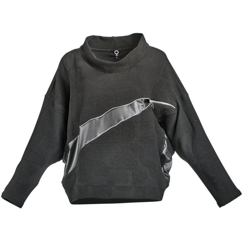 mysoul double patch & zipper sweatshirt in black