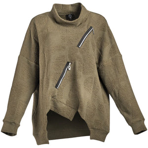 mysoul double zipper jumper in khaki green