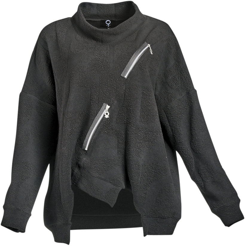 mysoul double zipper jumper in black