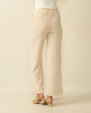 deck wide leg cord trousers in beige