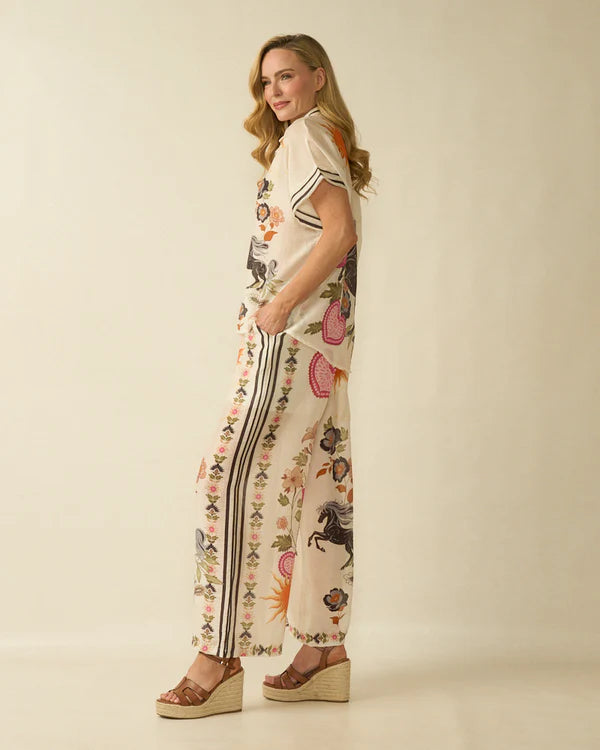 deck summer print shirt in cream