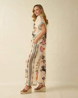 deck summer print shirt in cream