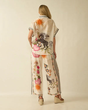 deck summer print shirt in cream