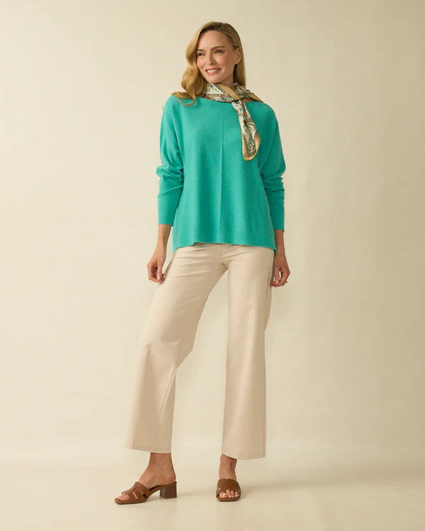 deck centre seam knit in aqua