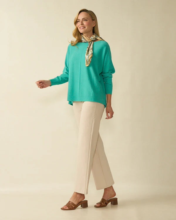 deck centre seam knit in aqua