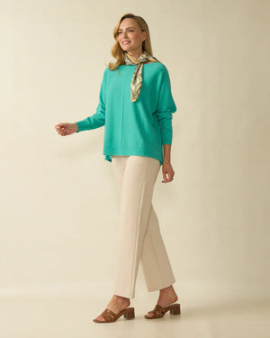 deck centre seam knit in aqua