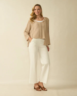 deck ribbed detail layer knit in beige
