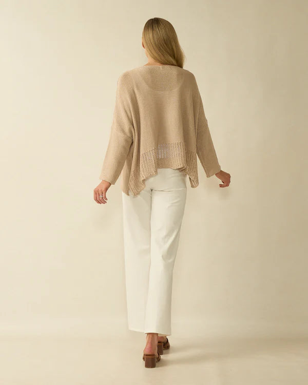 deck ribbed detail layer knit in beige