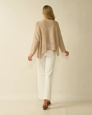 deck ribbed detail layer knit in beige