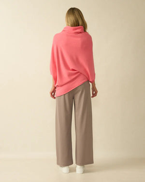 deck asymmetric knit in coral