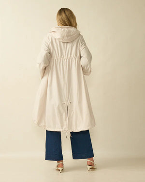 deck dip hem coat in cream