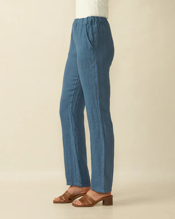 deck striped linen trousers in navy