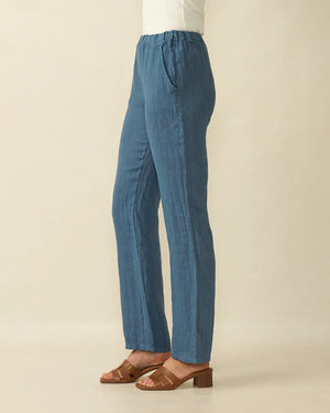 deck striped linen trousers in navy