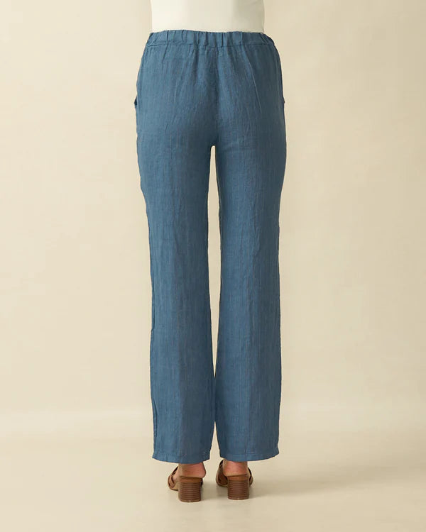 deck striped linen trousers in navy