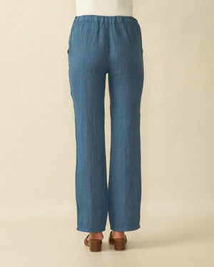 deck striped linen trousers in navy
