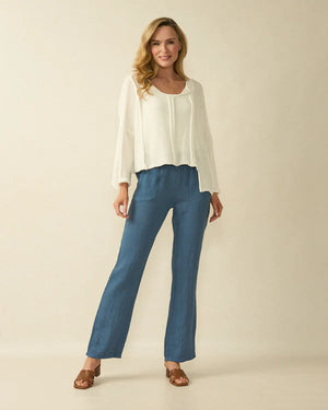 deck ribbed detail layer knit in cream