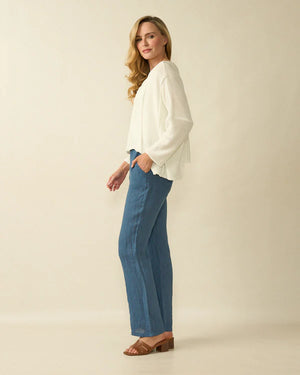 deck ribbed detail layer knit in cream