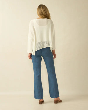 deck ribbed detail layer knit in cream