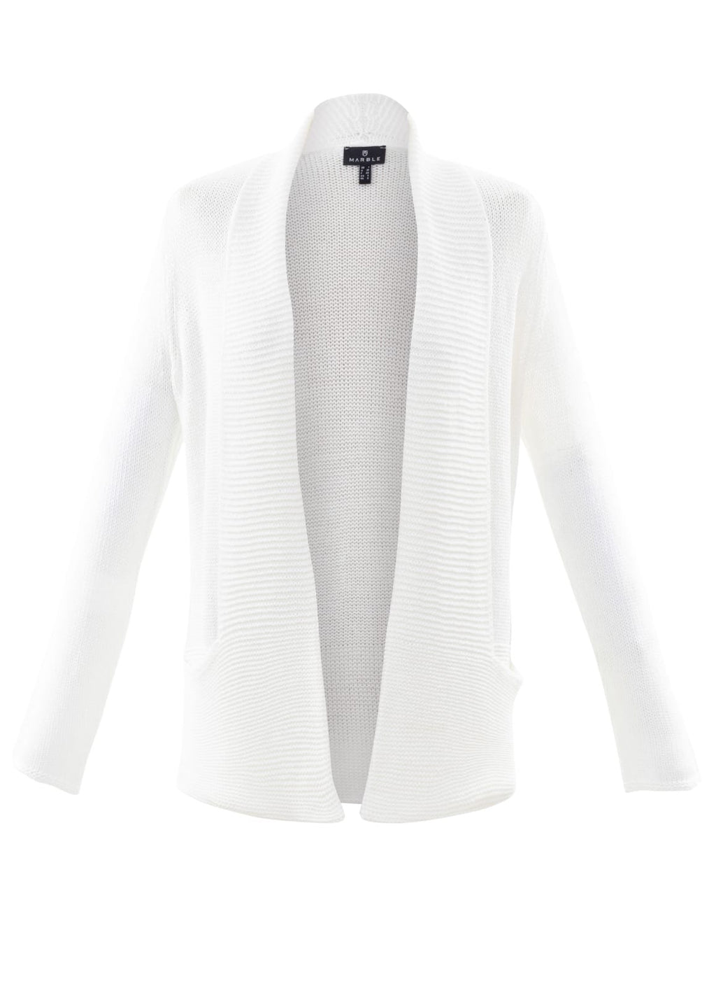 <p>Marble edge to edge waterfall knit cardigan in cream</p>
<p>Product code 6512-102</p>