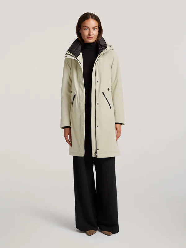 creenstone evanna raincoat in almond milk