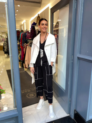 Dolce vita asymmetric hem jacket in off white