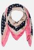 betty barclay printed scarf in pink, tan & navy
