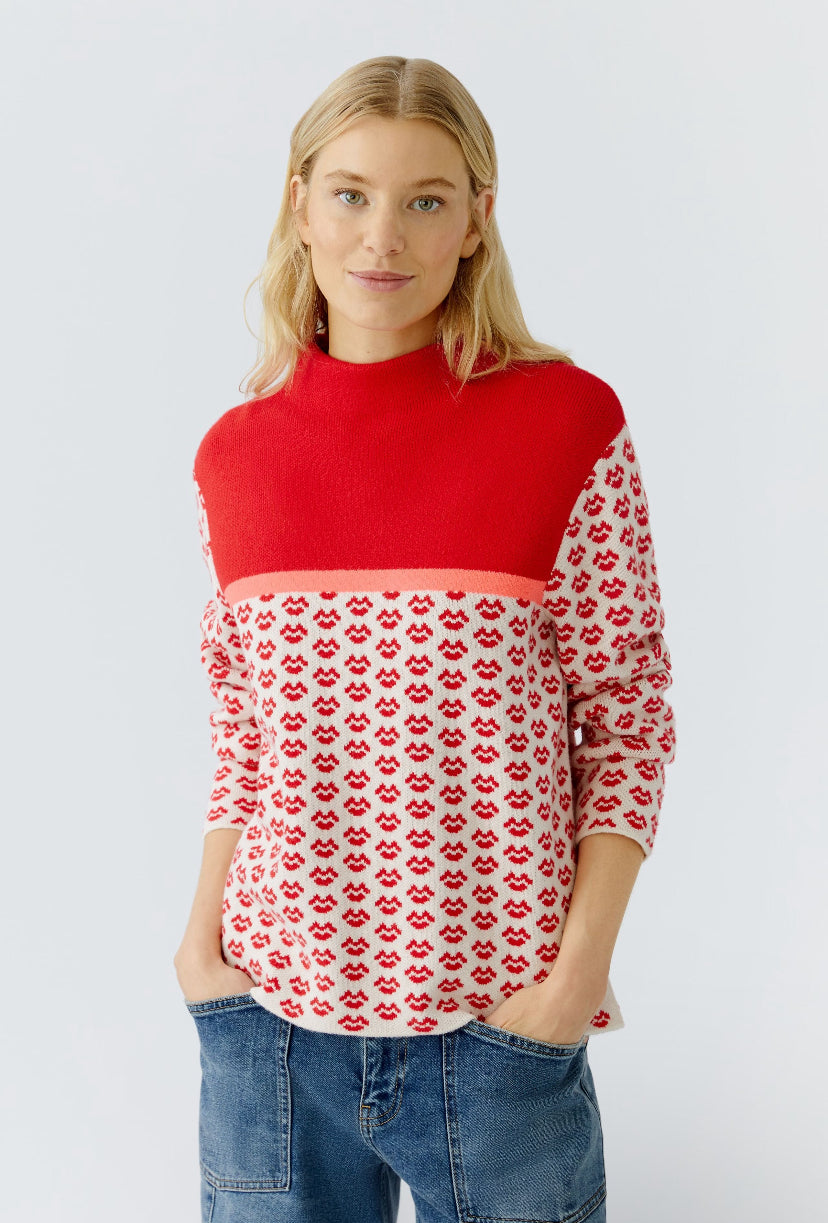 Oui printed knit in red