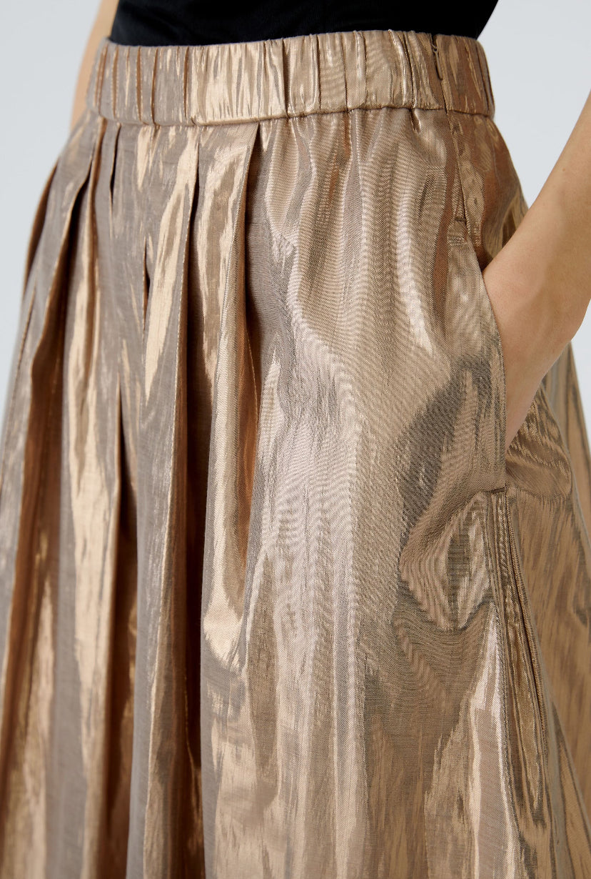 oui metallic midi skirt in bronze