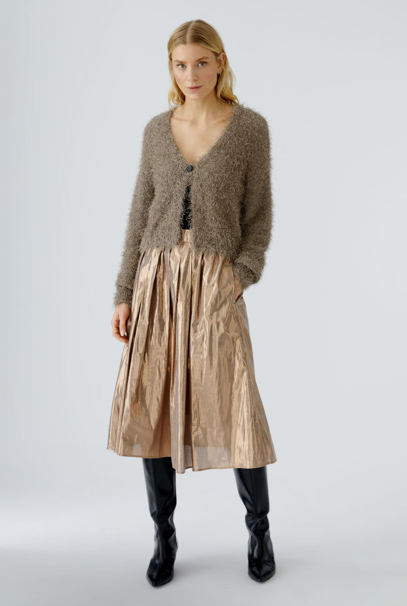 oui metallic midi skirt in bronze