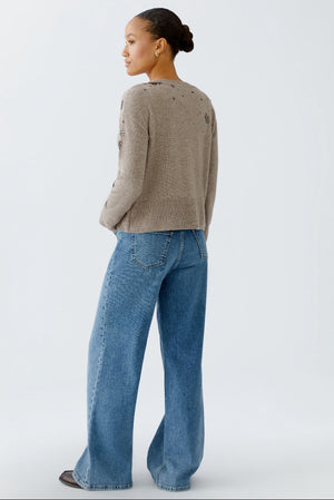 oui sequin front knit in taupe
