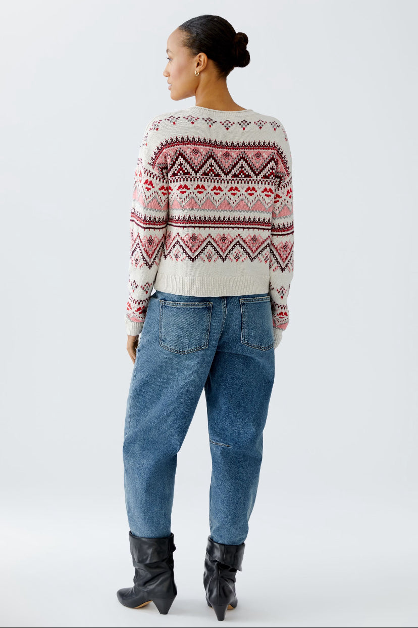 oui norwegian pattern knit in red