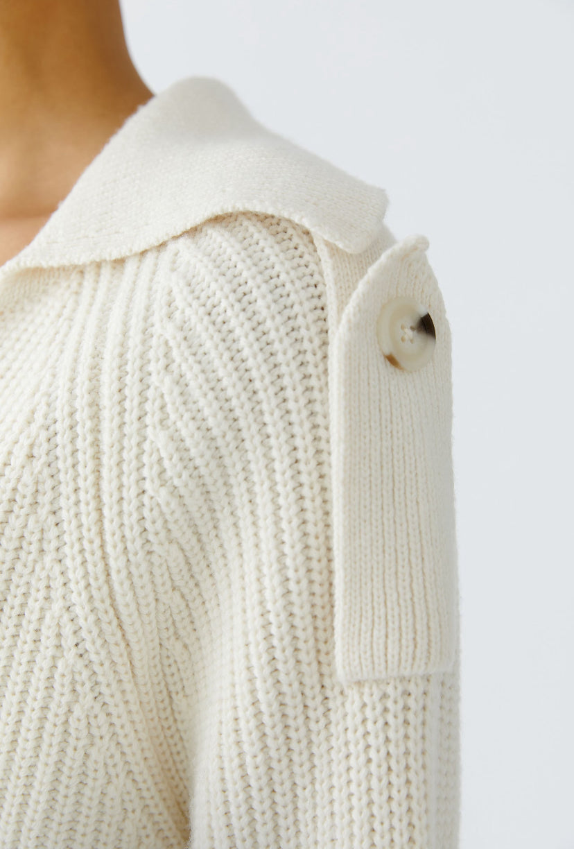oui button knit jacket in cream