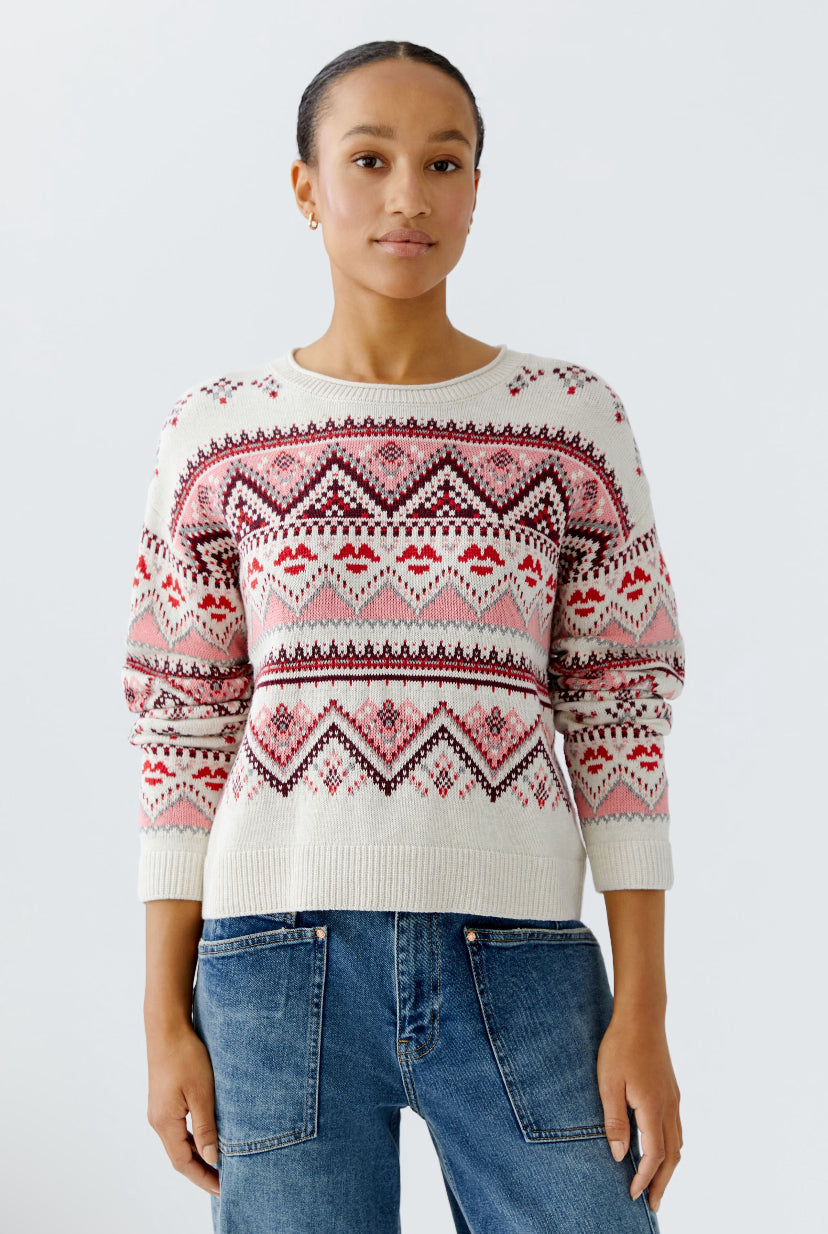 oui norwegian pattern knit in red