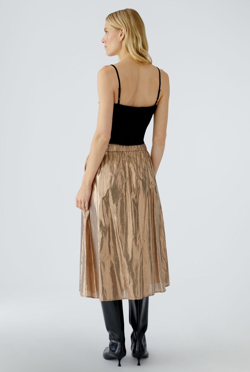 oui metallic midi skirt in bronze