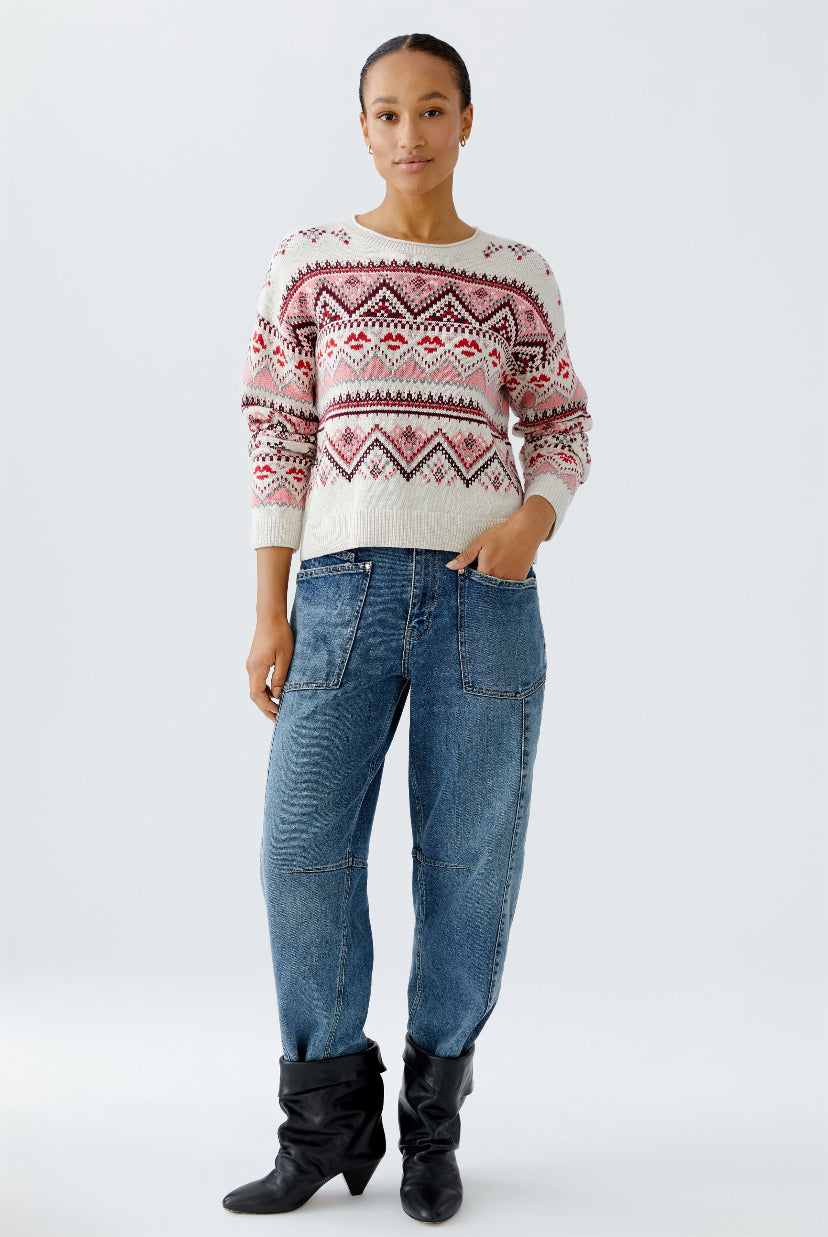 oui norwegian pattern knit in red