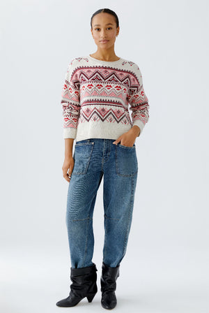 oui norwegian pattern knit in red