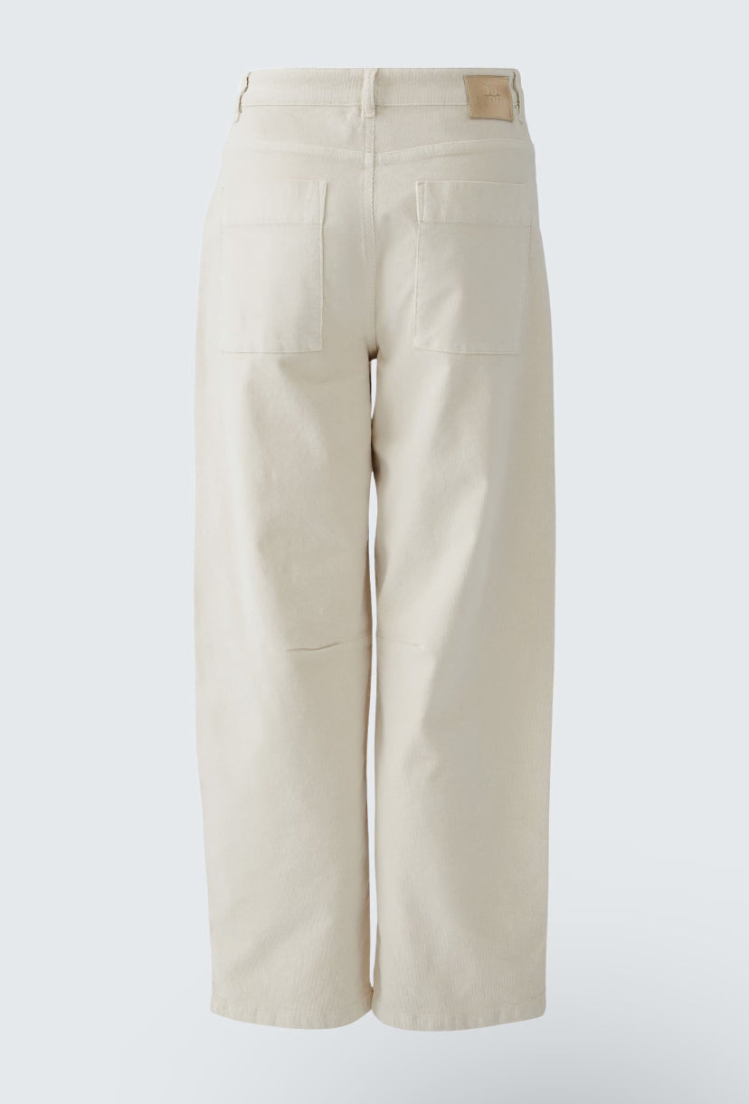 oui corduroy barrel trousers in off white