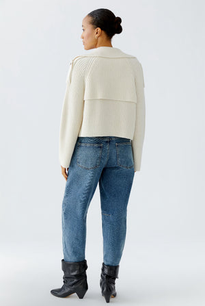 oui button knit jacket in cream