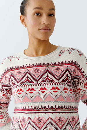 oui norwegian pattern knit in red