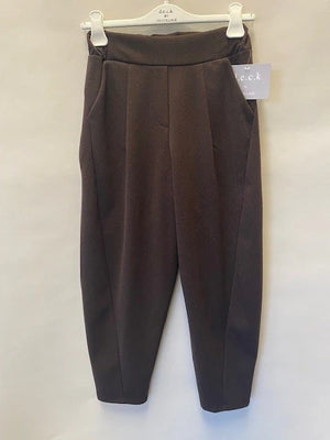 DECK HERRINGBONE BARREL TROUSERS IN BROWN