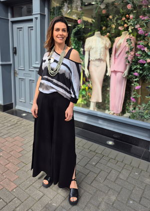 Naya tie dye striped top in khaki green &black