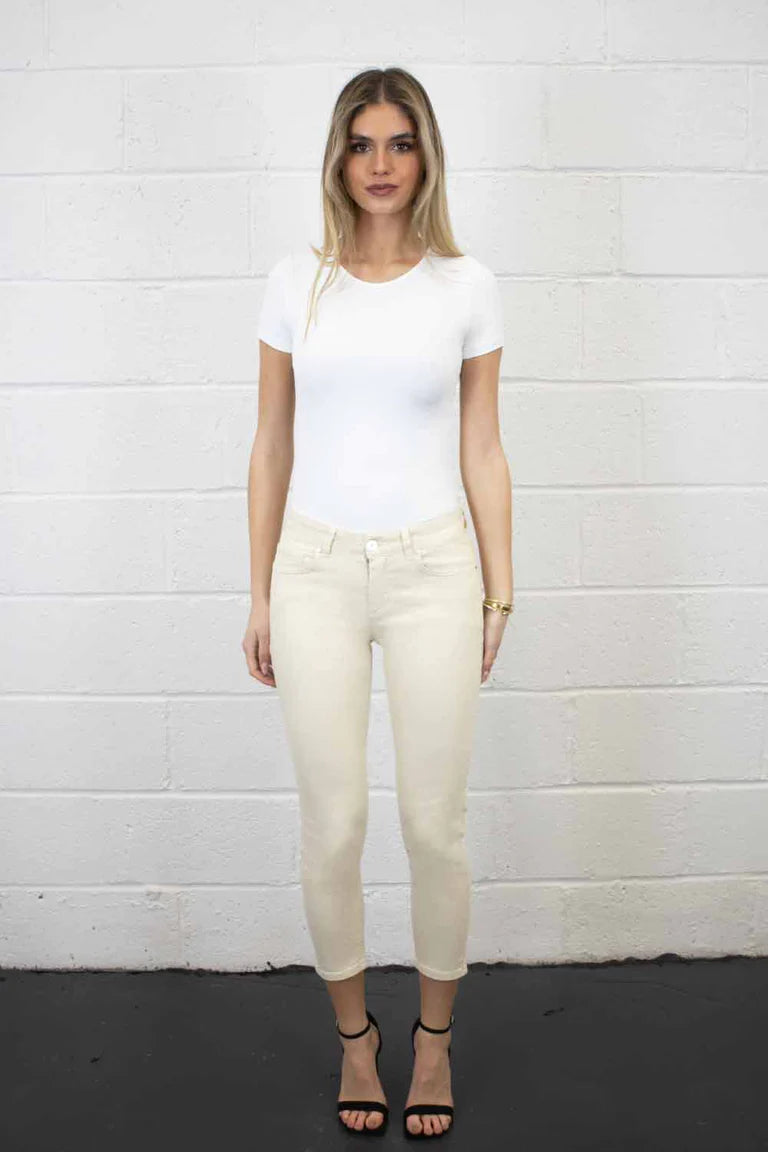 No2Moro Juliet 3/4 denim jeans 25” skinny legs in cream