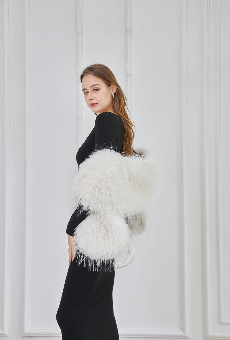 Shaggy faux fur shawl